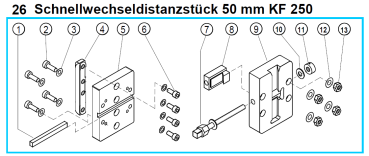 Original Schnellwechseldistanzstück 50 mm für Fleika KF 250 Kernbohrständer