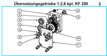 Original Übersetzungsgetriebe 1:2,6 für Fleika KF 250 Kernbohrständer