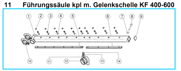 Original Führungssäule mit Gelenkschelle für Fleika KF 400 Kernbohrständer