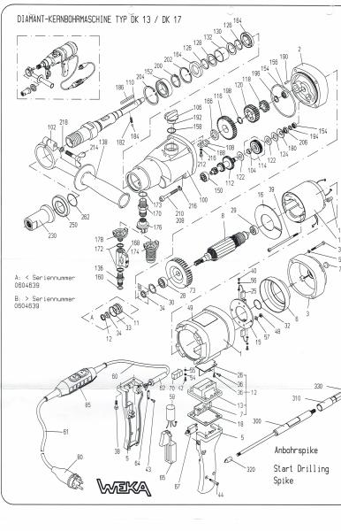 Original Ersatzteile für WEKA DK13 & DK17 Kernbohrmaschine