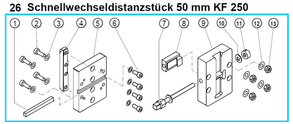 Original Schnellwechseldistanzstück 50 mm für Fleika KF 250 Kernbohrständer