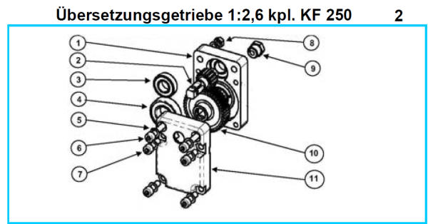 Original Übersetzungsgetriebe 1:2,6 für Fleika KF 250 Kernbohrständer