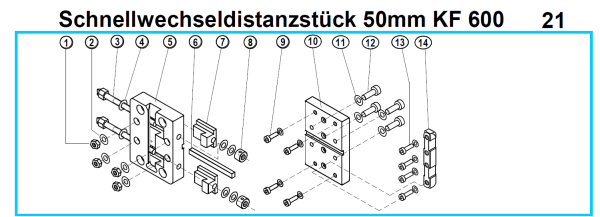 Original Schnellwechseldistanzstück 50 mm für Fleika KF 600 Kernbohrständer